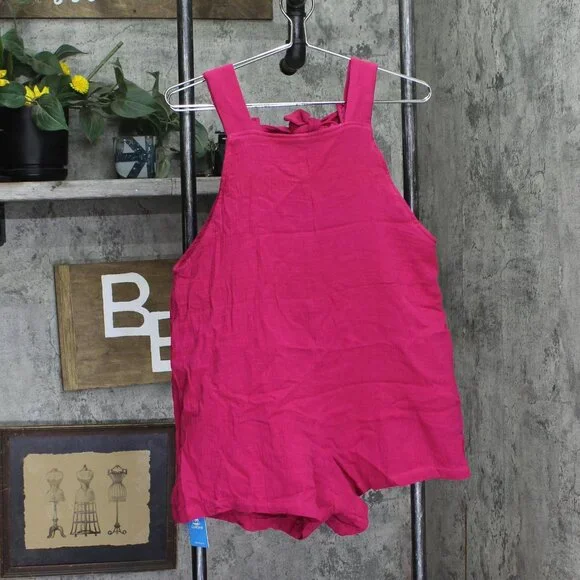 NWT Cupshe Womens Patch Pocket Pinafore Romper Pink S - Picture 4 of 7